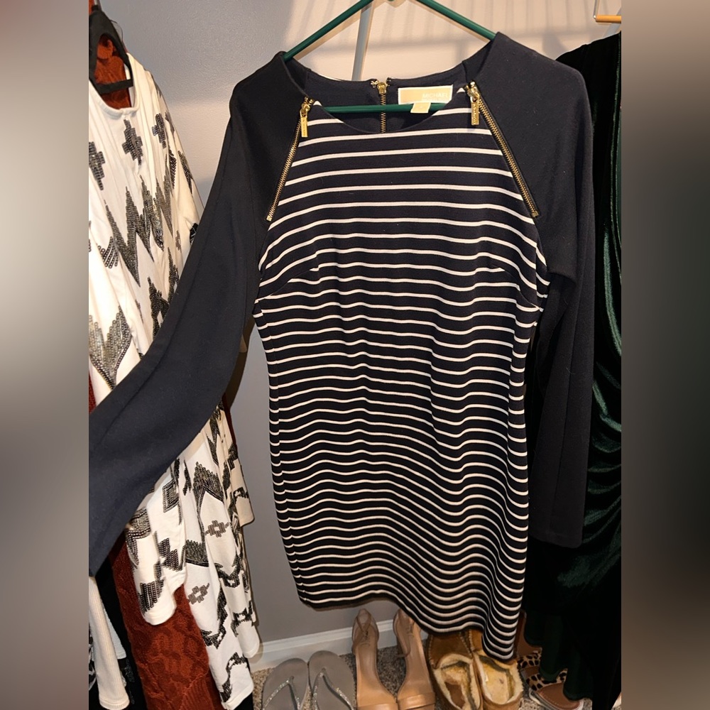 Michael Kors long sleeve striped dress
